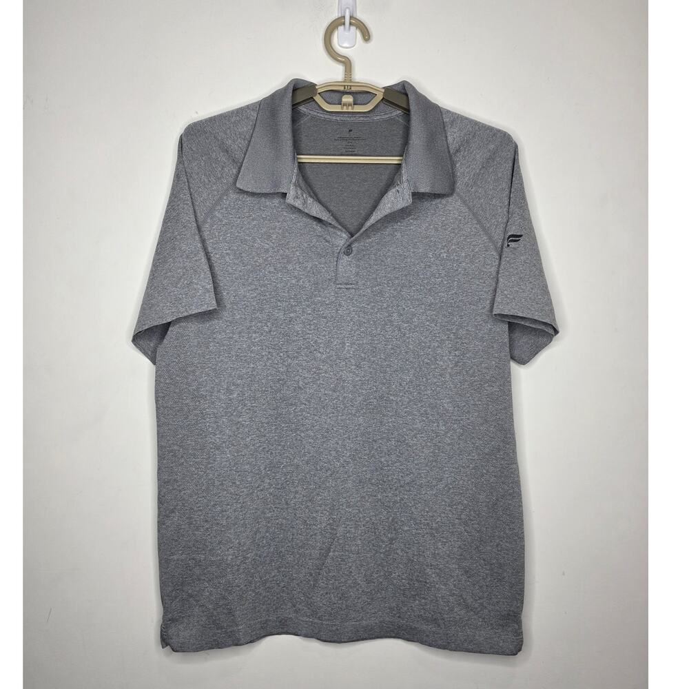 Fabletics grey short sleeve polo shirt - large